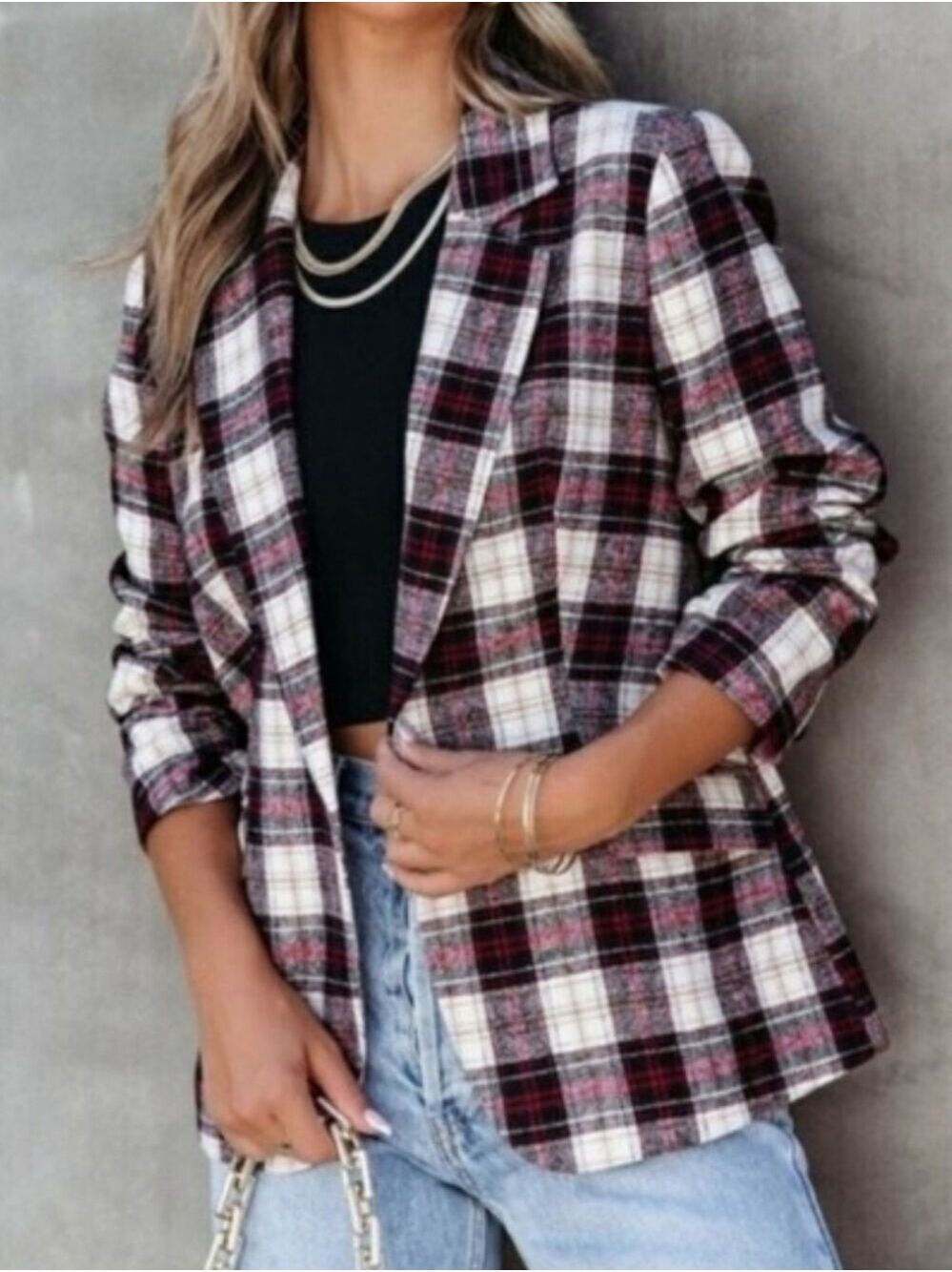 FATE BIG APPLE DREAMS PLAID FLANNEL LIKE WOOL BLEND BLAZER - NWT - MEDIUM